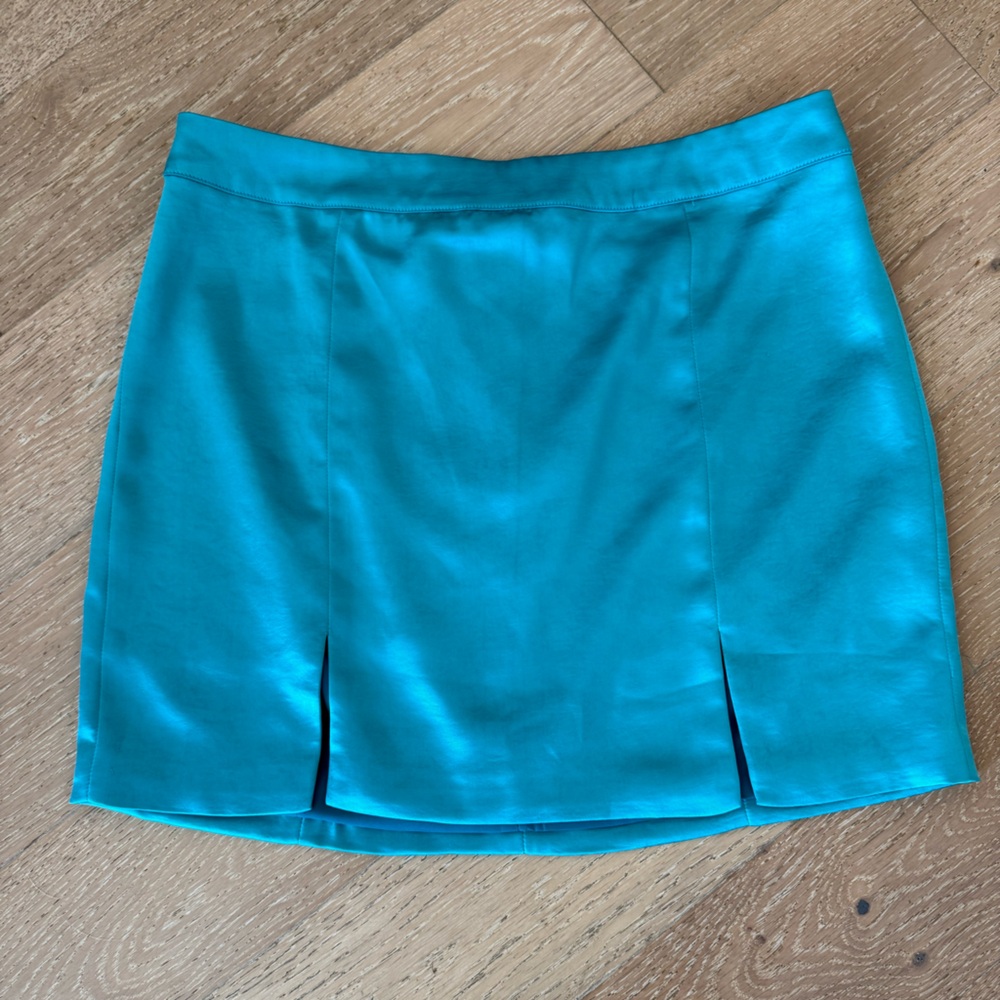 Revolve - h:ours Teal Mini Skirt
